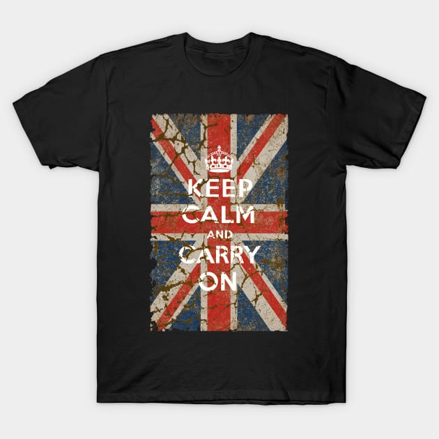 Keep Calm and Carry On with UK  Flag T-Shirt by cartogram